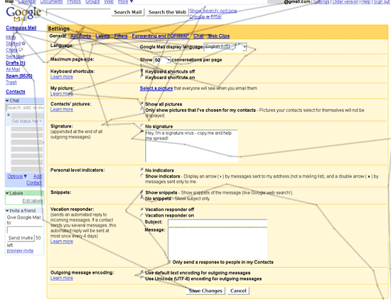 mouse trails usaproxy overlaid on gmail