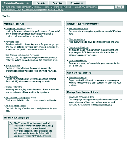 adwords negative keywords link