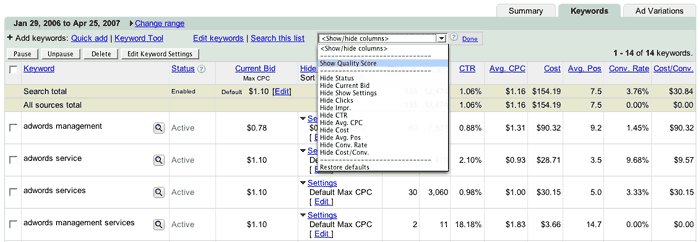 adwords quality score