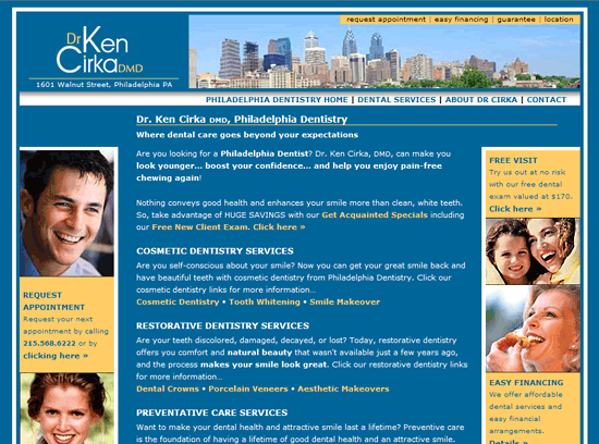 phillydentistry.com first redesign july 2004