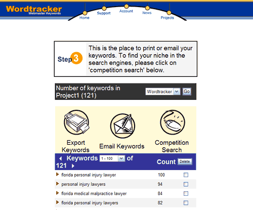 refining keyword list in wordtracker