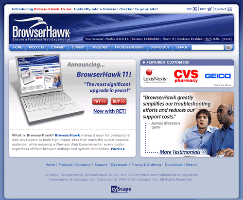 browserhawk home page