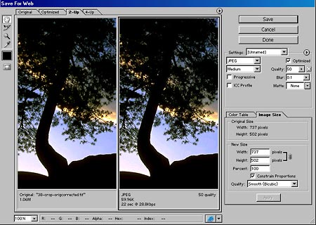 Saving to a JPEG in Photoshop