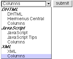 optgroup menu in Mozilla 1.0 (Netscape 7.x