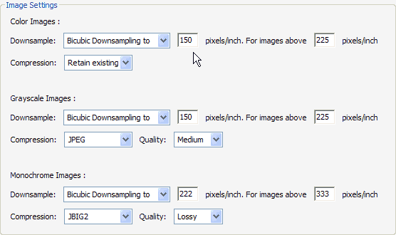 downsampling image settings dialog acrobat 8