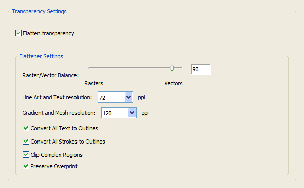 transparency settings dialog acrobat 7